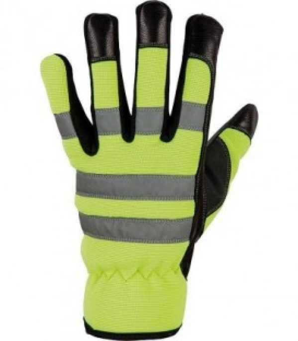 Gant de travail Dallas cuir synthétique – jaune fluo mécanique – taille 10
