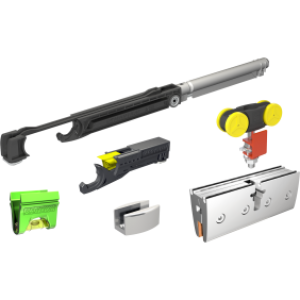 Garniture – guide, supports et roulettes – porte verre – SAF GLASS 80