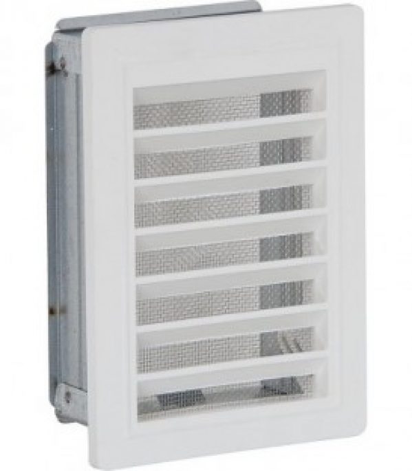 Grille d&rsquo;aeration avec moustiquaire Et cadre de montage 100 mm x 160 mm plastique blanc