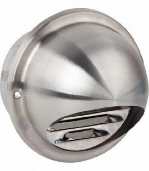 Grille d&rsquo;aeration à lamelles jusqu&rsquo;à 350 m³/h avec moustiquaire V2A raccord diam 100. Diam ext 150