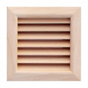 Grille ventilation carrée en bois 112x112mm, trou 100x100mm, à encastrer