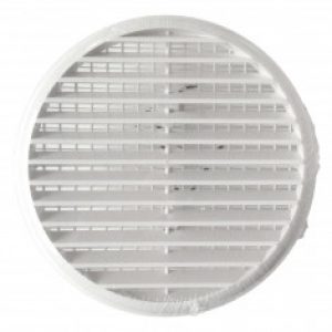 Grille ventilation ronde PVC blanc avec ressorts + moustiquaire