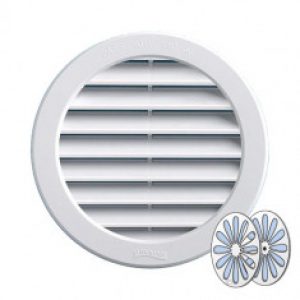 Grille ventilation ronde PVC blanc + fermeture – A encastrer