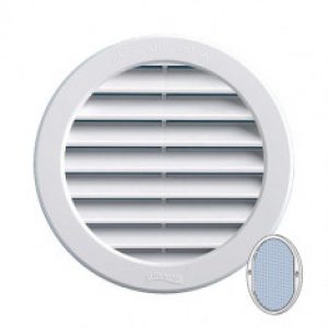 Grille ventilation ronde PVC blanc + moustiquaire – A encastrer