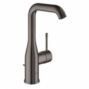 GROHE Essence – Mitigeur monocommande lavabo taille L avec bec orientable et limiteur de débit avec garniture de vidage har…