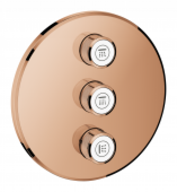 GROHE Grohtherm SmartControl – Façade robinet d’arrêt encastré pour 3 sorties warm sunset