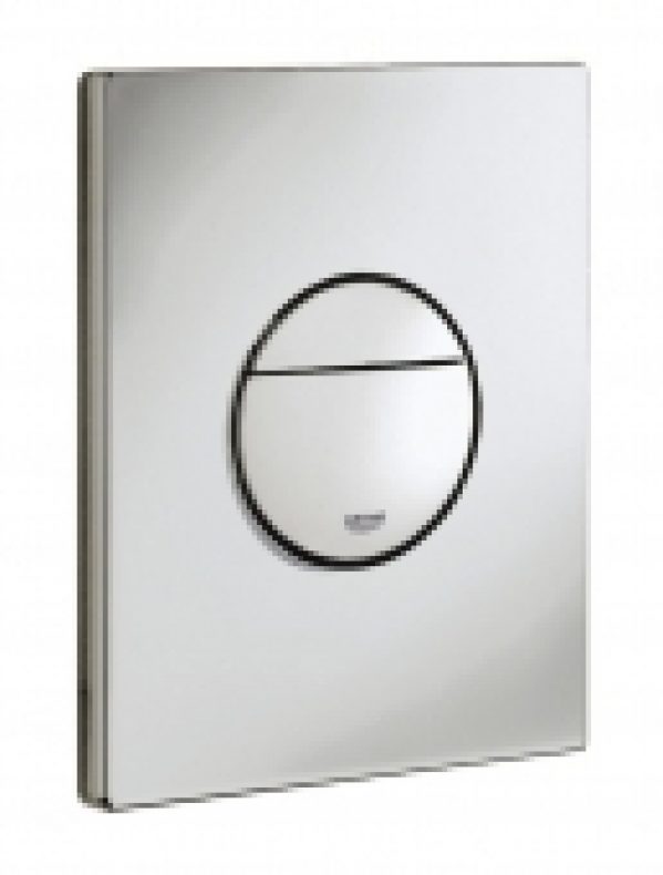 GROHE Nova Cosmopolitan – Plaque de commande pour WC avec double chasse et marche/arrêt chrome mat / chrome mat
