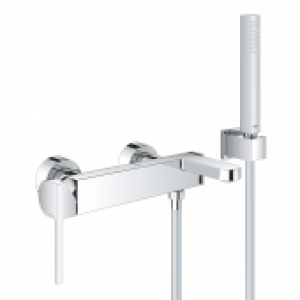 GROHE Plus – Mitigeur monocommande de bain avec 2 sorties et ensemble de douche chrome