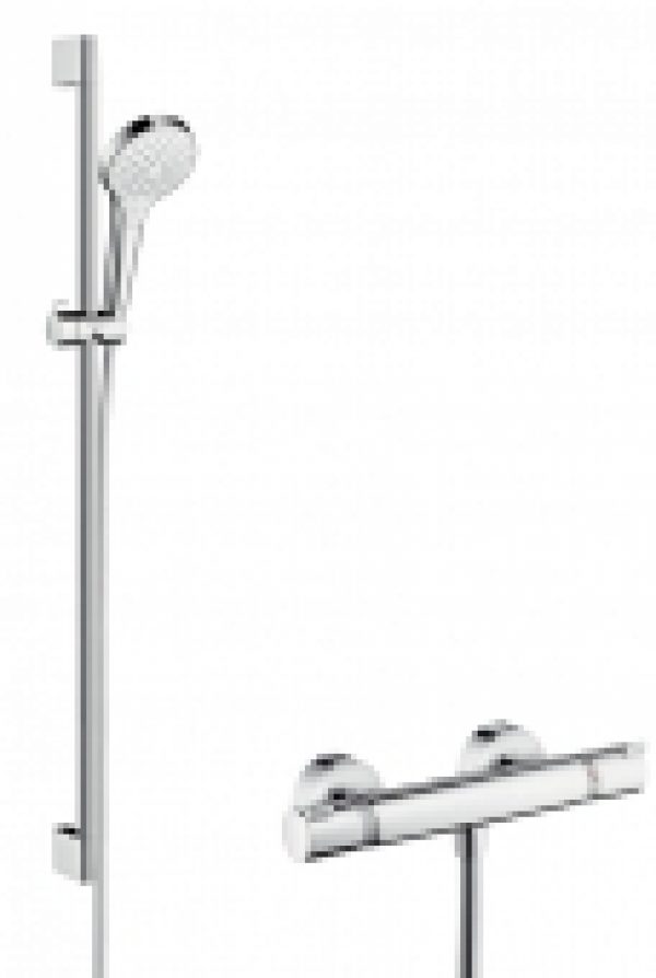 hansgrohe Croma Select S – Mitigeur thermostatique de douche avec douchette à main Croma Select S 110 Multi 1 jet chrome / blan…
