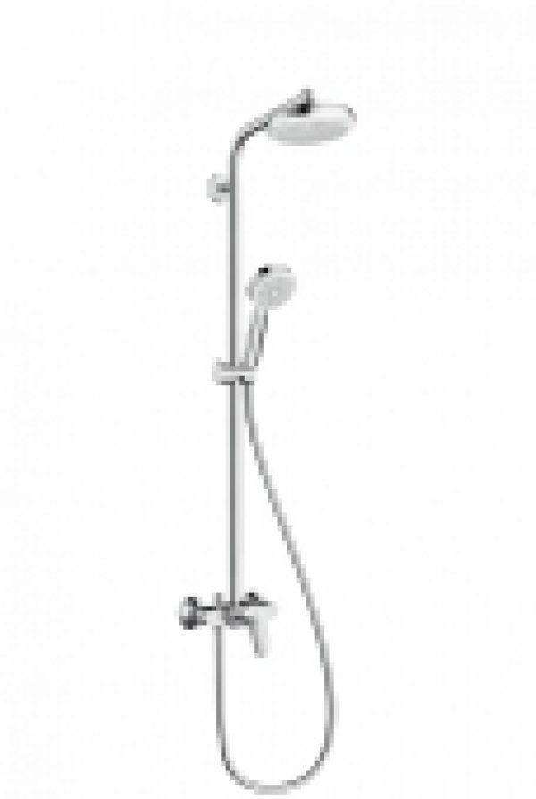 hansgrohe Crometta – Système de douche Showerpipe 160 1jet avec mitigeur monocommande chrome / blanc