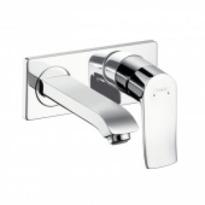 hansgrohe Metris – Mitigeur monocommande lavabo pour montage mural avec projection 165 mm sans garniture de vidage chrome