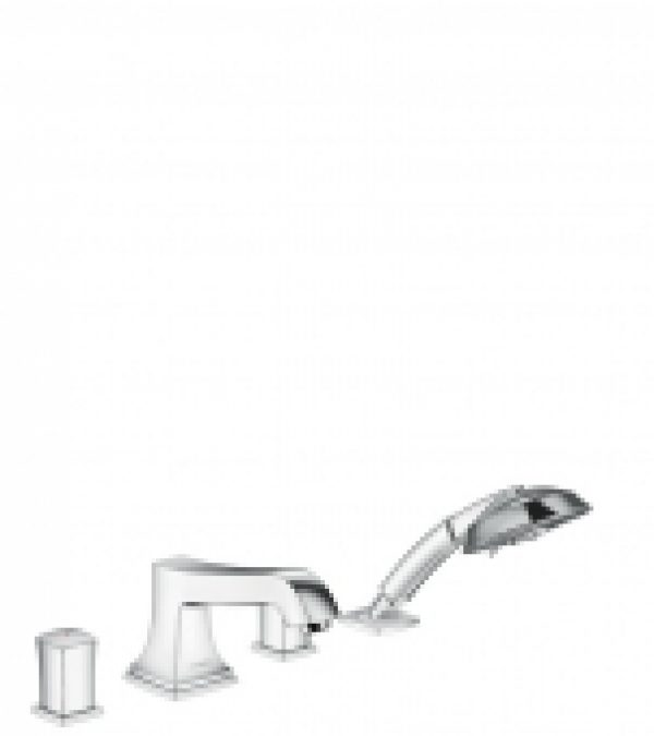 hansgrohe Metropol Classic – Robinetterie 4 trous baignoire avec 2 sorties chrome