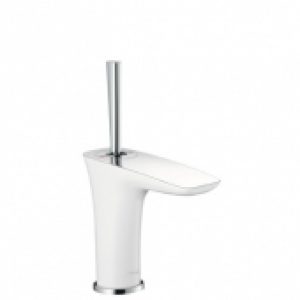 hansgrohe PuraVida – Mitigeur monocommande lavabo 100 avec bonde de vidage Push-Open chrome / blanc