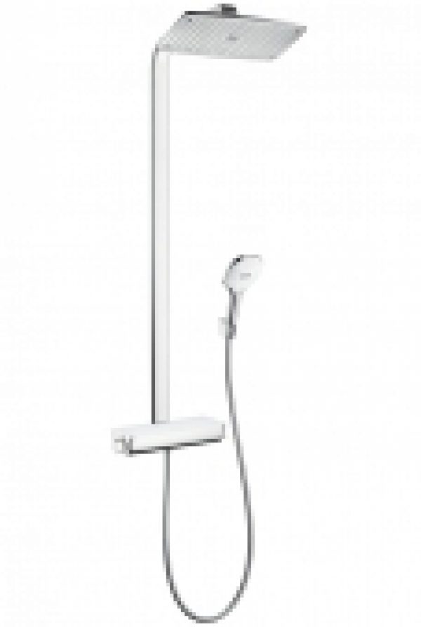 hansgrohe Raindance Select E – Système de douche Showerpipe 360 1jet avec mitigeur thermostatique chrome / blanc