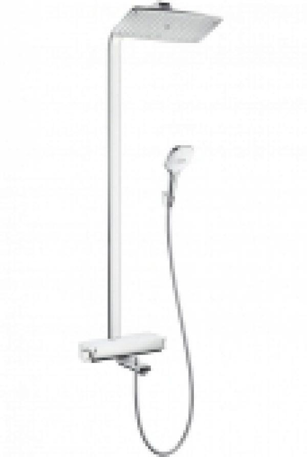 hansgrohe Raindance Select E – Système de douche Showerpipe 360 1jet avec thermostatique mitigeur bain / douche chrome / blanc