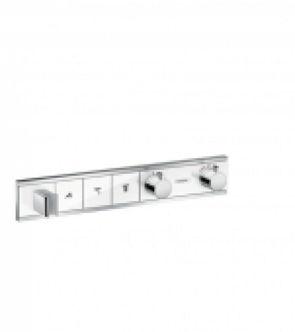 hansgrohe RainSelect – Façade pour mitigeur thermostatique douche pour 3 sorties chrome / blanc
