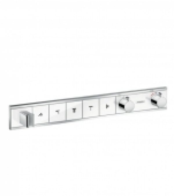 hansgrohe RainSelect – Façade pour mitigeur thermostatique douche pour 5 sorties chrome / blanc
