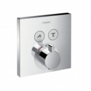 hansgrohe ShowerSelect – Façade pour mitigeur thermostatique pour 2 sorties avec bouton SELECT chrome