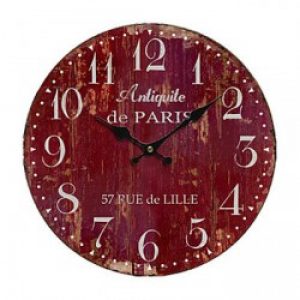 Horloge murale de style rustique en bois rouge