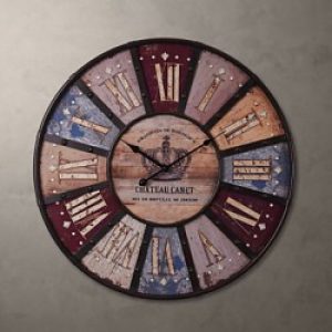 Horloge murale de style rustique multicolores en métal