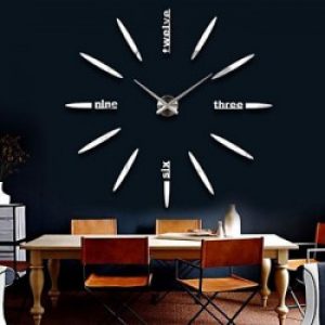 Horloge murale design avec autocollant 3D effet miroir en acrylique 41 x 13 x 10 cm