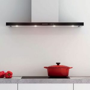 Hotte cuisine murale Silverline TANO inox et verre noir 90 cm