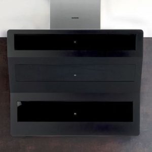 Hotte cuisine Silverline murale BAIKAL verre noir et inox 80cm