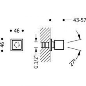 Jet de douche encastré latéral anti-calcaire TRES