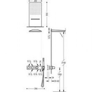 Kit 3 voies douche thermostatique cascade TRES RC