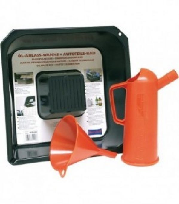 kit de bac pour vidange d huile bac, entonnoir et gobelet en plastique gradue