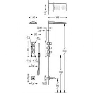 Kit de baignoire-douche thermostatique 3 voies…