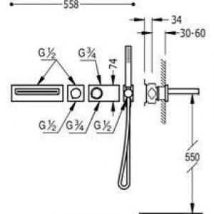 Kit de baignoire thermostatique cascade TRES R