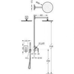 Kit de douche acier MONO-TERM encastré TRES