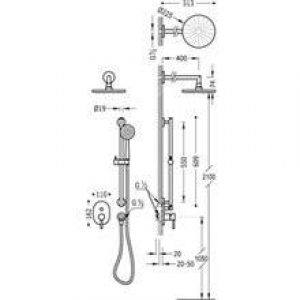 Kit de douche encastré ALPLUS Tres barre…