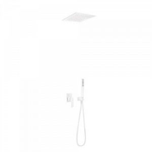 Kit de douche encastré  avec fermeture et réglage du débit – TRES 20298001BM Blanc Mat
