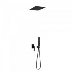 Kit de douche encastré  avec fermeture et réglage du débit – TRES 20298001NM Noir Mat