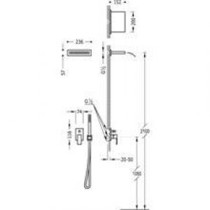 Kit de douche encastré CUADRO Tres INOX cascade