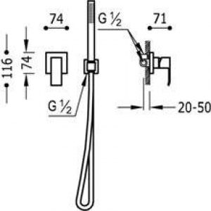 Kit de douche encastré CUADRO Tres pommeau