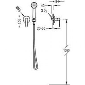 Kit de douche encastré FLAT Tres pommeau