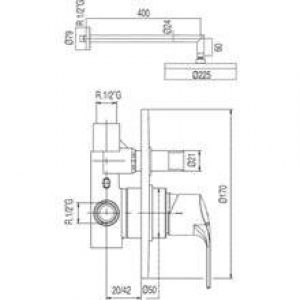 Kit de douche encastré K-Tres barre coulissante
