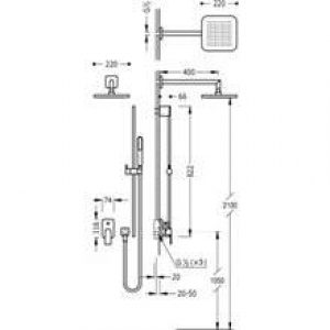 Kit de douche encastré LOFT Tres barre coulissante