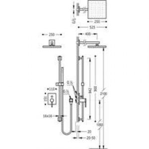 Kit de douche encastré MONO-TERM Tres barre…