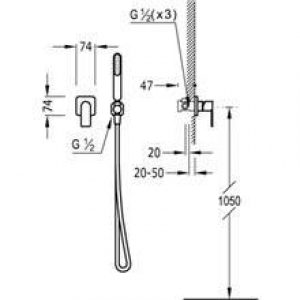 Kit de douche encastré TRES mains LOFT de douche
