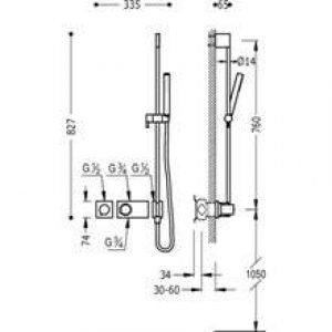Kit de douche thermostatique 1 voie TRES BR