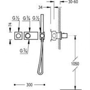 Kit de douche thermostatique 1 voie TRES R