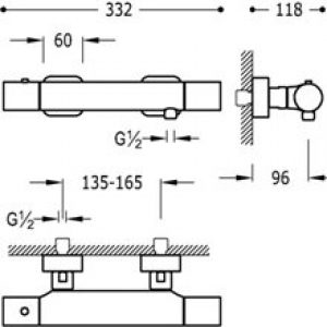 Kit de douche thermostatique Chrome/Rouge TRES…
