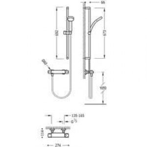 Kit de douche thermostatique ECO FLAT Tres pommeau