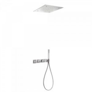 Kit de douche thermostatique et encastré BLOCK SYSTEM avec fermeture et réglage du débit (3 voies) -…