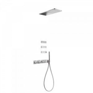 Kit de douche thermostatique et encastré BLOCK SYSTEM avec fermeture et réglage du débit (3 voies) -…