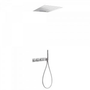 Kit de douche thermostatique et encastré BLOCK SYSTEM avec fermeture et réglage du débit (3 voies) -…